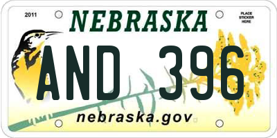 NE license plate AND396