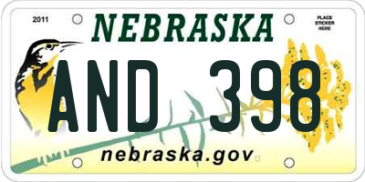 NE license plate AND398