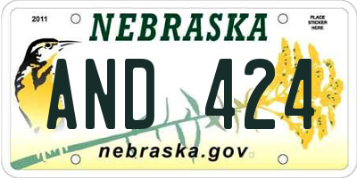 NE license plate AND424