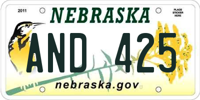 NE license plate AND425
