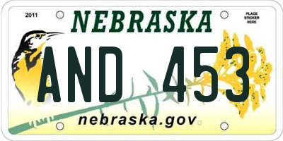 NE license plate AND453