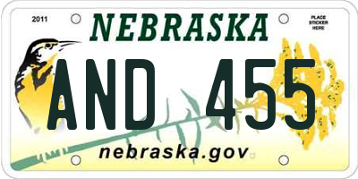 NE license plate AND455