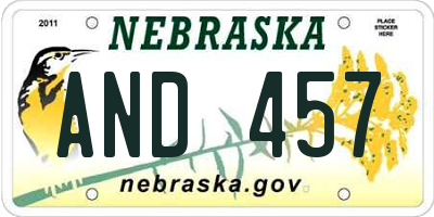 NE license plate AND457