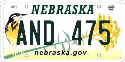 NE license plate AND475