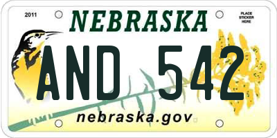 NE license plate AND542