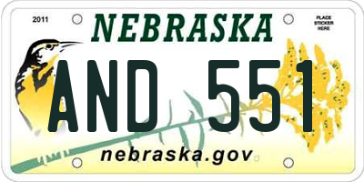 NE license plate AND551
