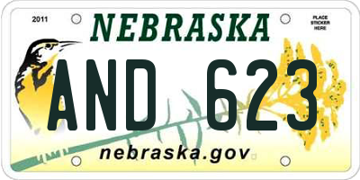 NE license plate AND623