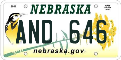 NE license plate AND646