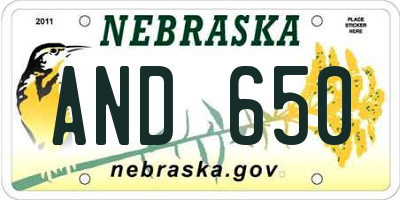 NE license plate AND650