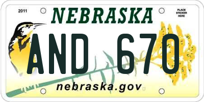 NE license plate AND670
