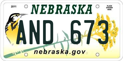 NE license plate AND673