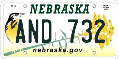 NE license plate AND732