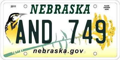 NE license plate AND749