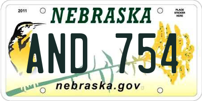 NE license plate AND754