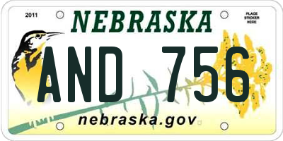 NE license plate AND756