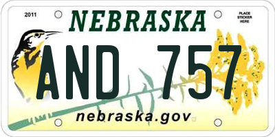 NE license plate AND757