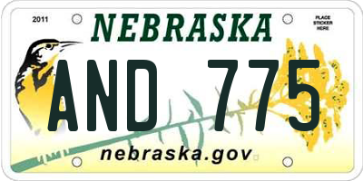 NE license plate AND775