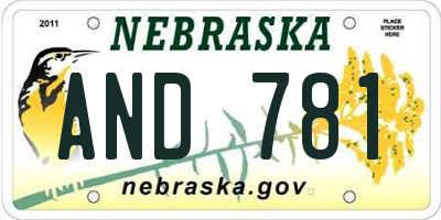 NE license plate AND781
