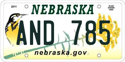 NE license plate AND785