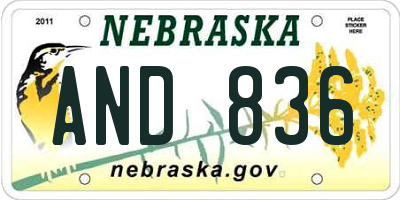 NE license plate AND836