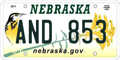 NE license plate AND853