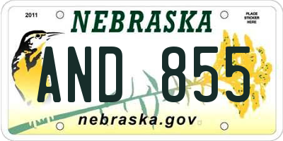 NE license plate AND855