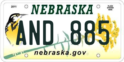 NE license plate AND885