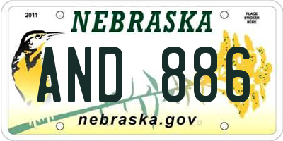 NE license plate AND886