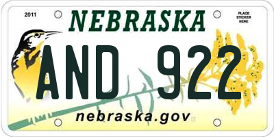 NE license plate AND922