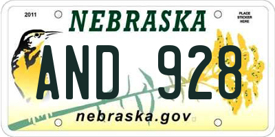 NE license plate AND928