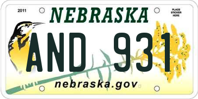 NE license plate AND931