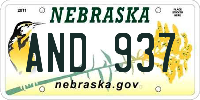 NE license plate AND937