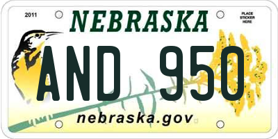 NE license plate AND950
