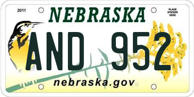 NE license plate AND952