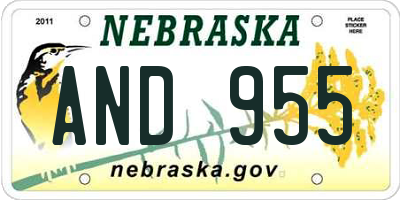 NE license plate AND955