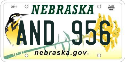 NE license plate AND956