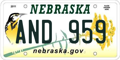 NE license plate AND959