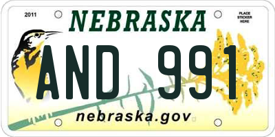 NE license plate AND991