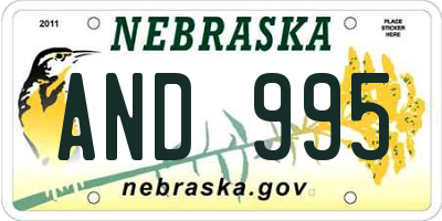 NE license plate AND995