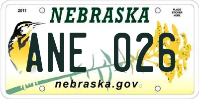 NE license plate ANE026