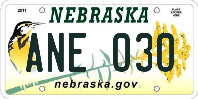NE license plate ANE030