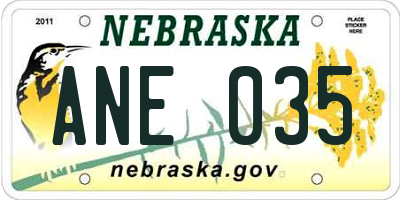 NE license plate ANE035