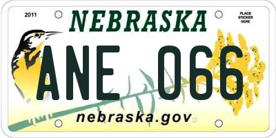 NE license plate ANE066