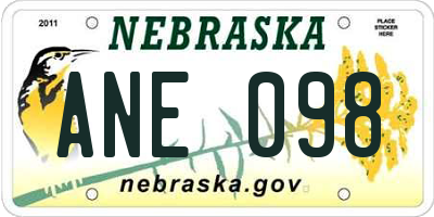 NE license plate ANE098