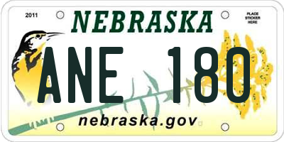 NE license plate ANE180
