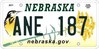 NE license plate ANE187