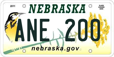 NE license plate ANE200