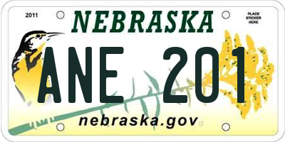 NE license plate ANE201