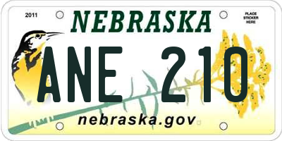 NE license plate ANE210
