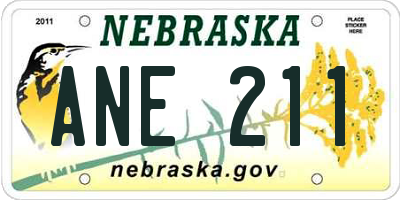 NE license plate ANE211